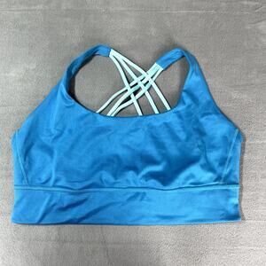 Victoria's Secret On Point Sports Bra Womens XXL Blue Strappy Back Fitness